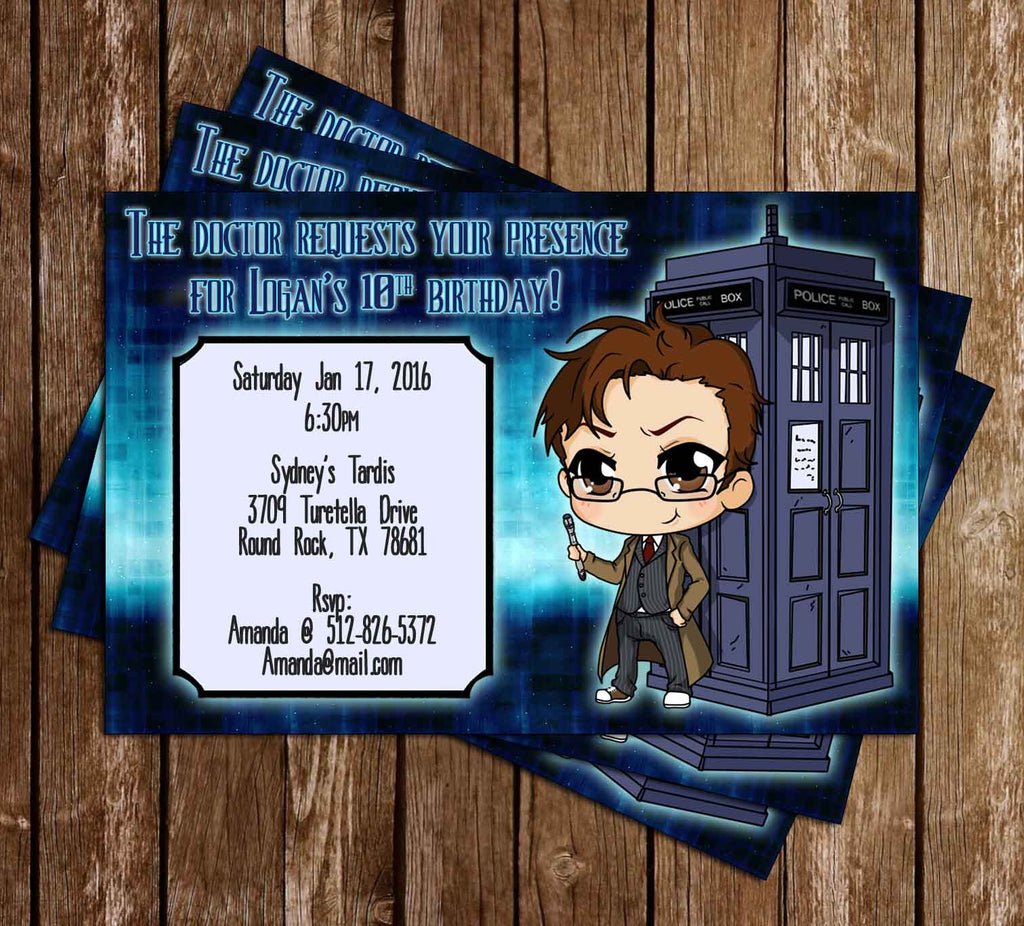 Novel Concept Designs Doctor Who Birthday Invitation 10th