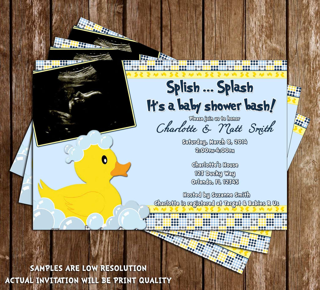 rubber duck baby shower invitations