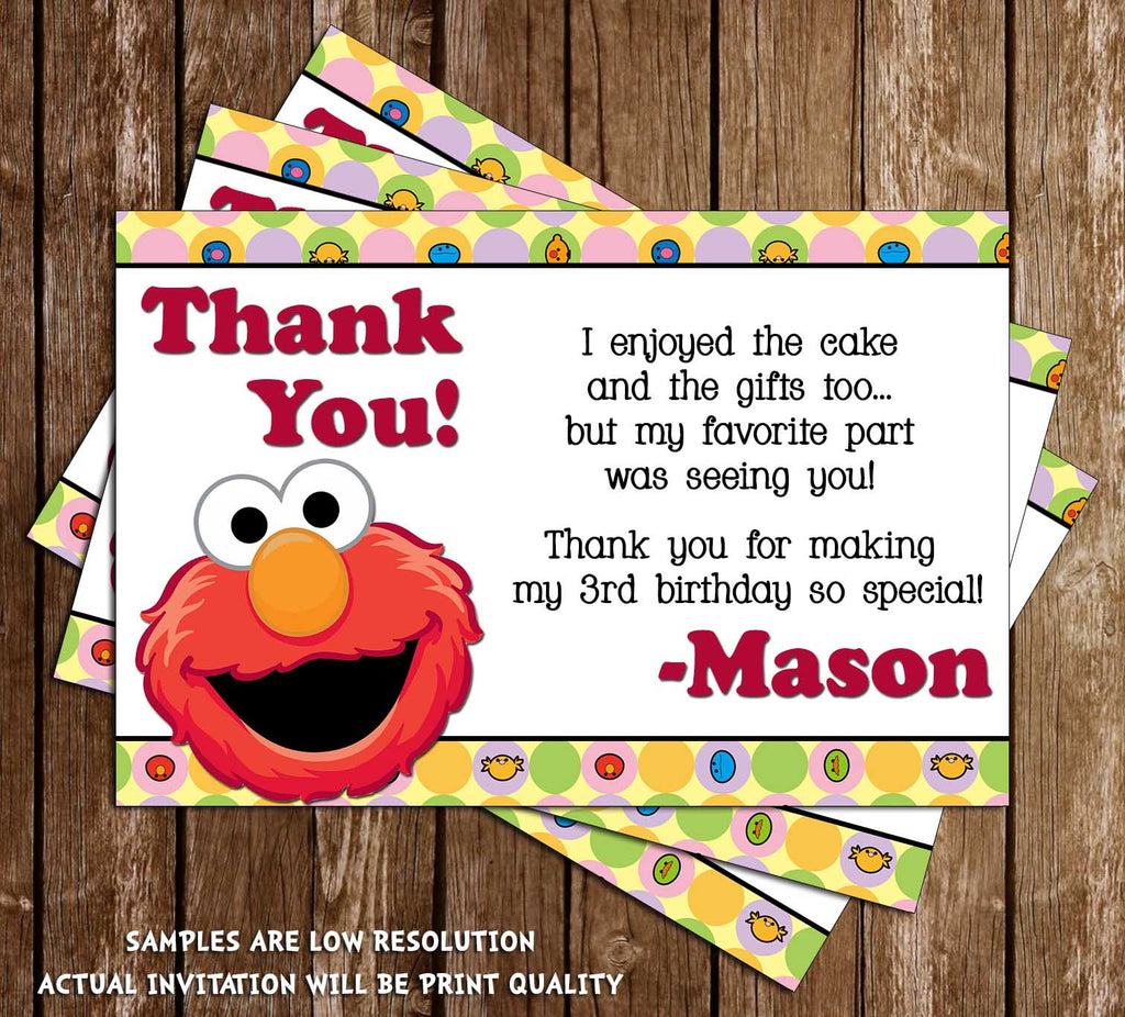 Novel Concept Designs - Elmo Birthday Party Thank You Card