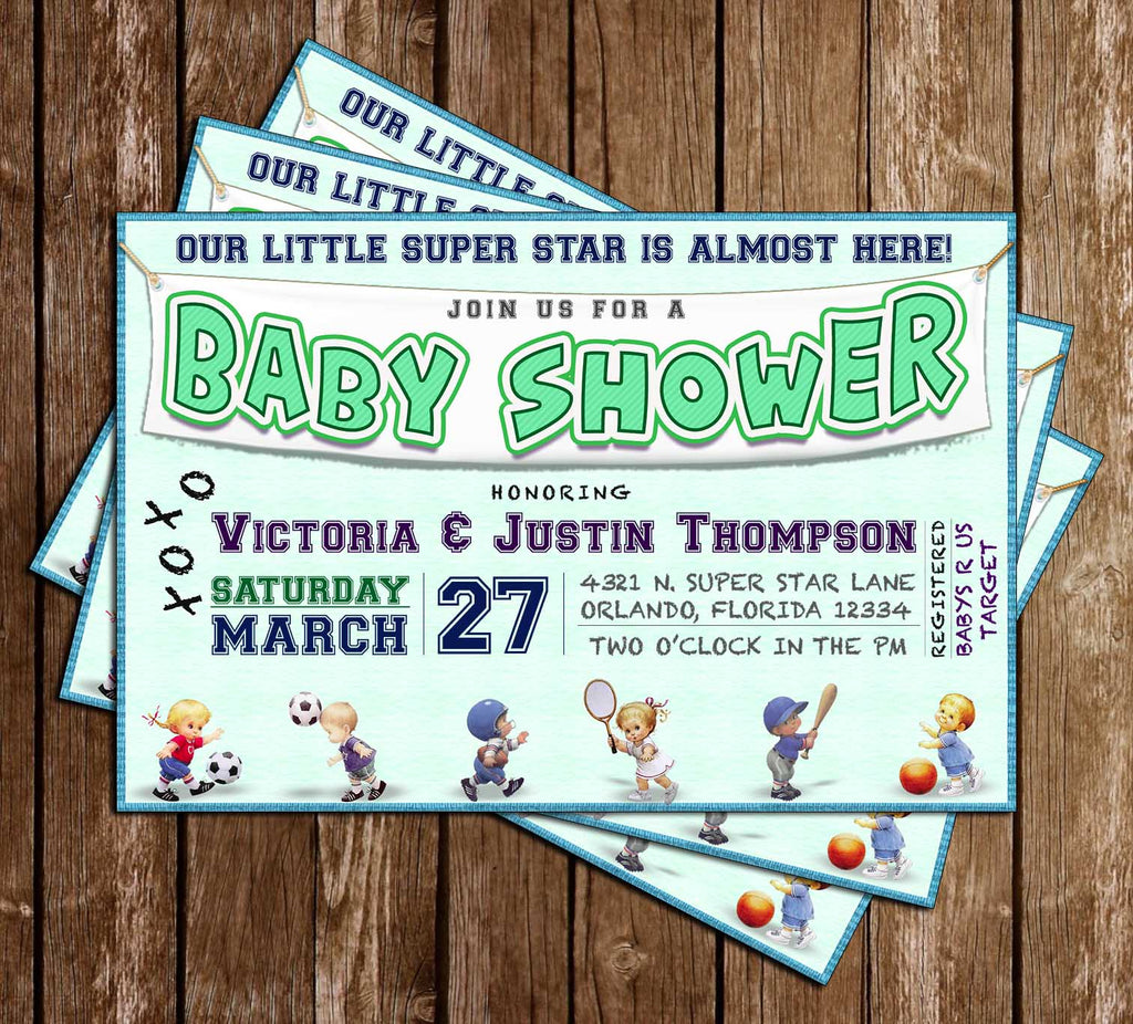 sports baby shower invitations