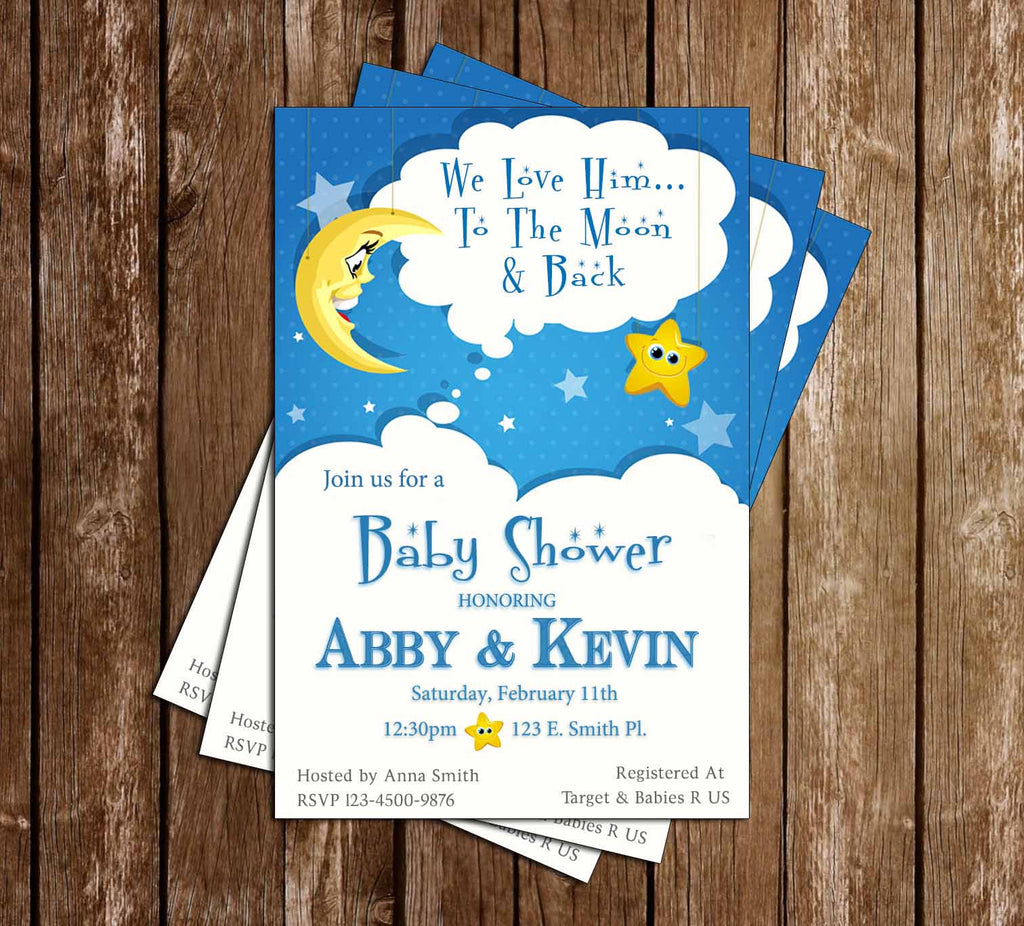 Novel Concept Designs Good Night Moon To The Moon And Back Baby Shower Invitation