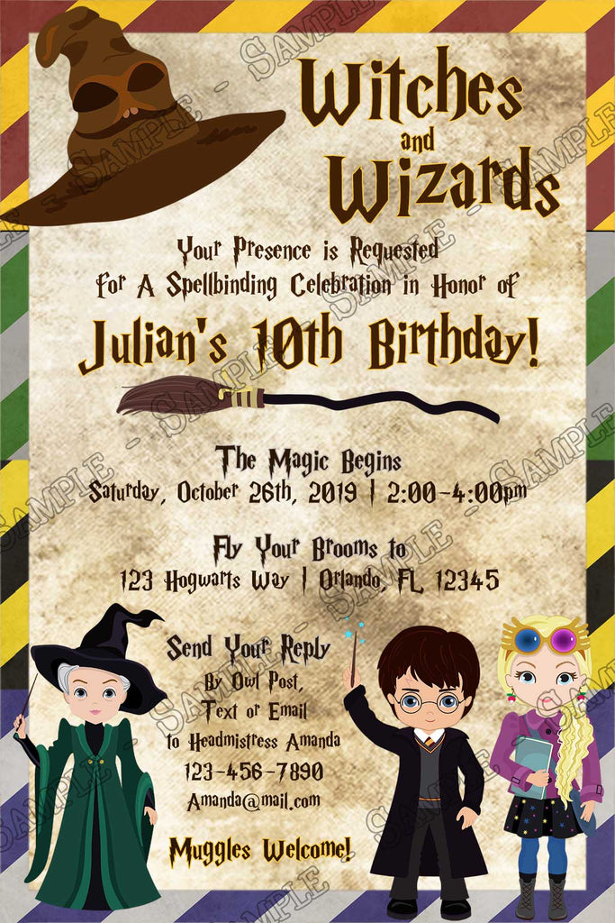 Novel Concept Designs Harry Potter Tall Birthday Party Invitation