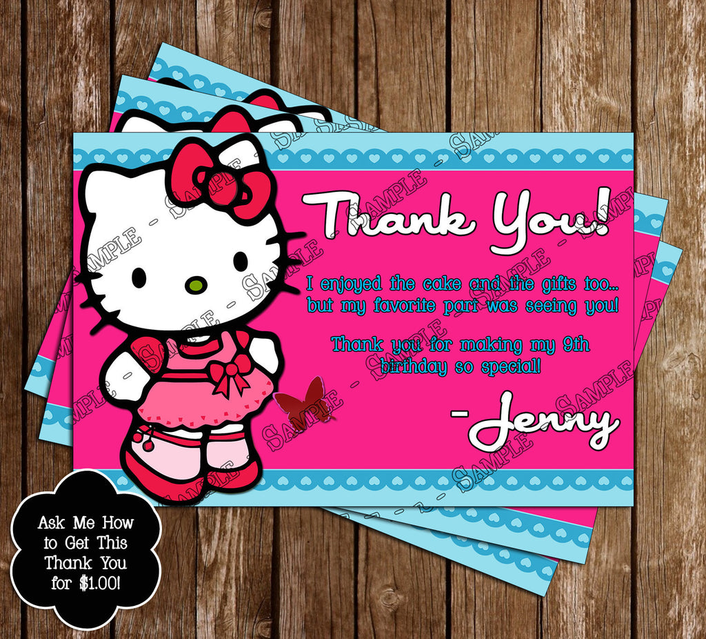 Novel Concept Designs Hello Kitty Character Birthday Party Thank You Printable