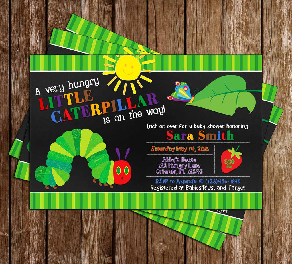 hungry caterpillar baby shower invitations