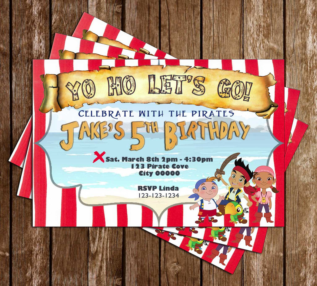 jake and the neverland pirates handmade invitations