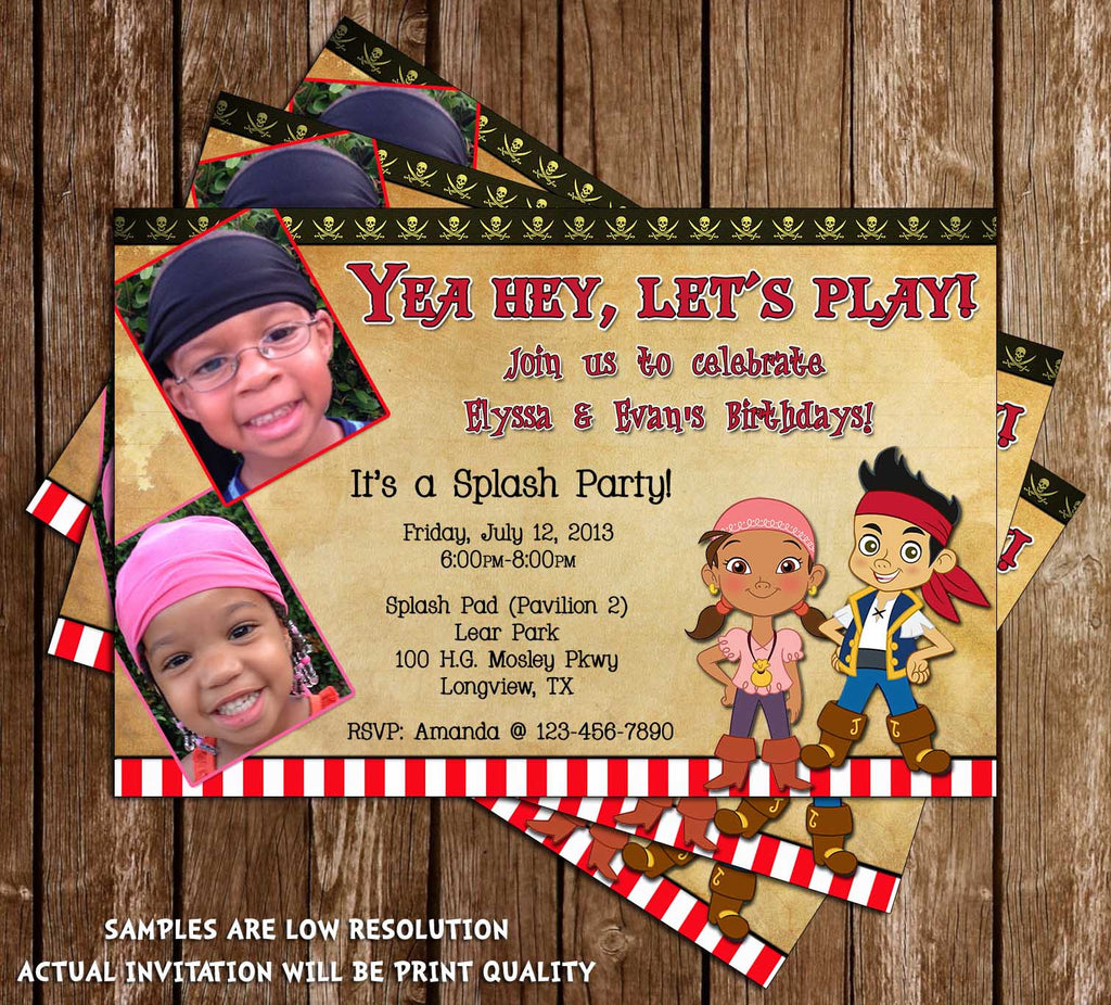 jake and the neverland pirates handmade invitations