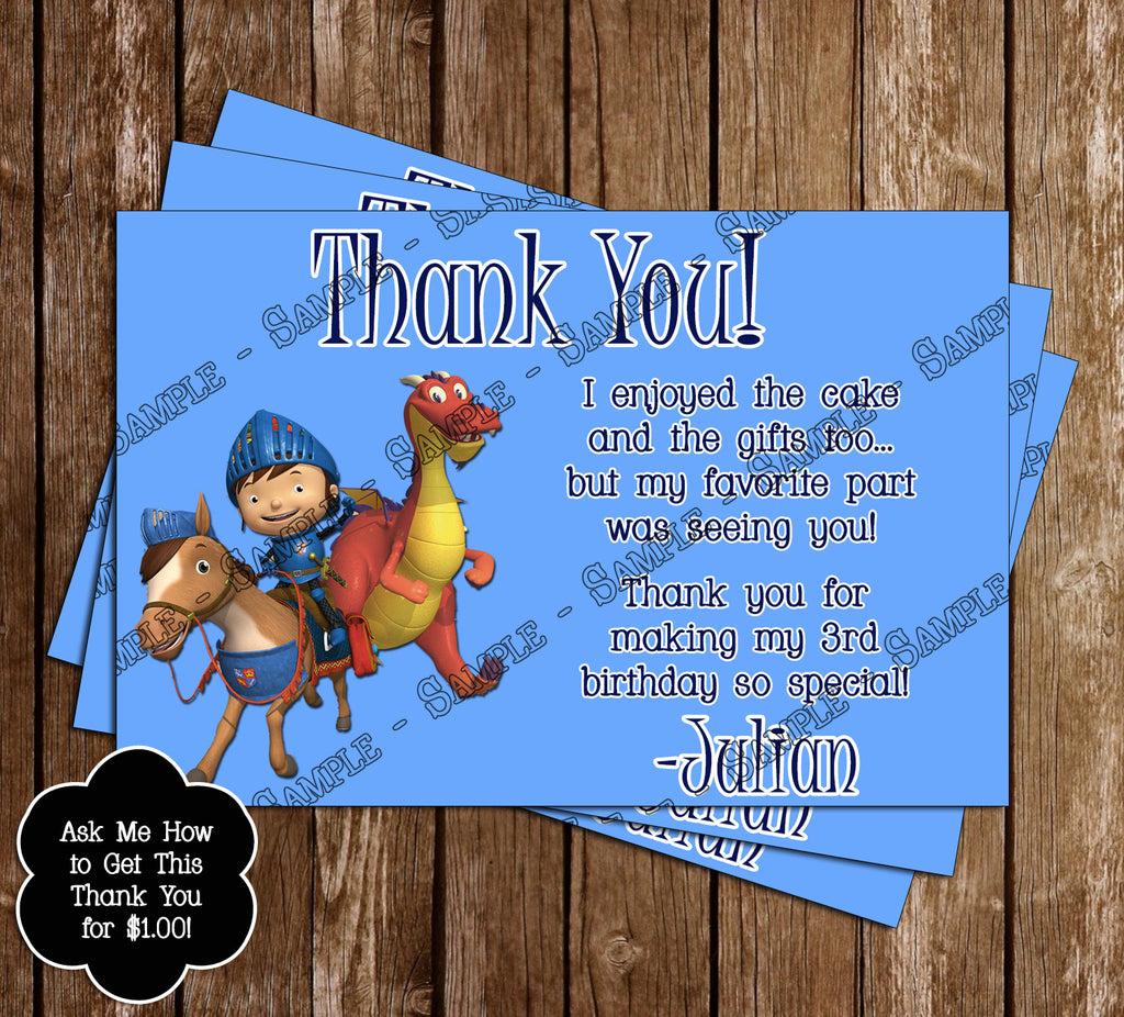 Novel Concept Designs Mike The Knight Birthday Thank You Card