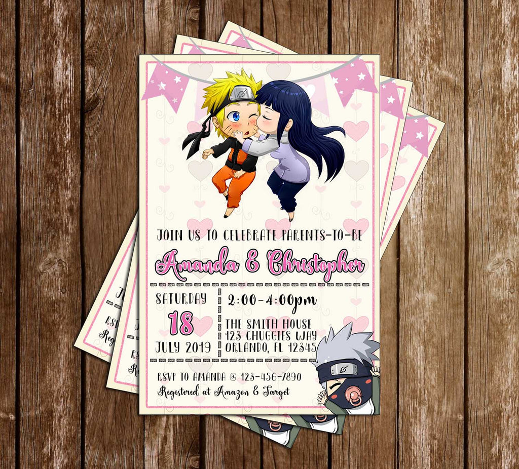 Novel Concept Designs Naruto Anime Baby Shower Invitation