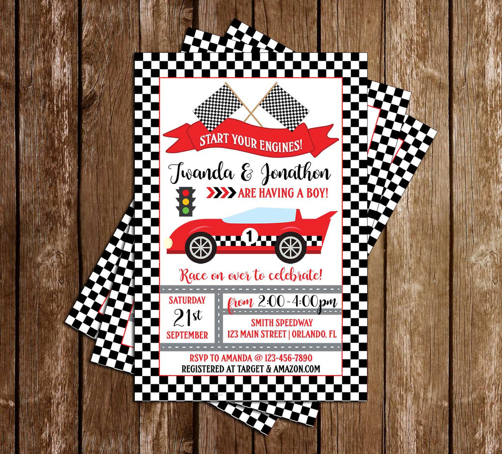 race car baby shower invitations