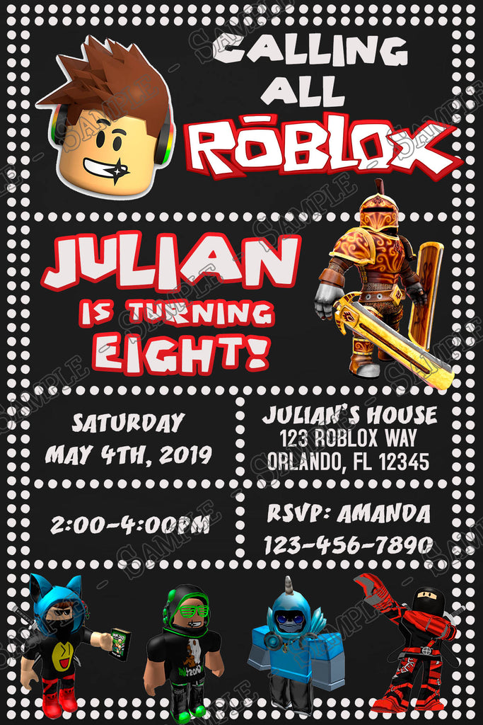 Novel Concept Designs Roblox Tall Birthday Party Invitation - how to get the roblox 13th birthday items