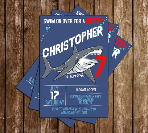Shark - Bite - Birthday Party - Invitation