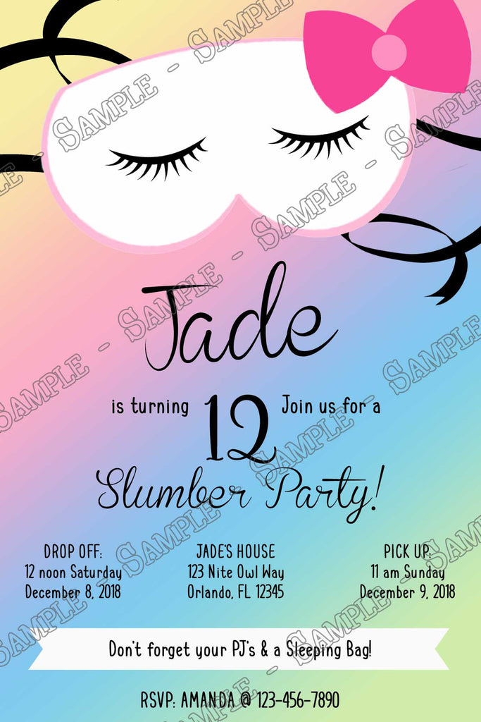 slumber party invitations wording