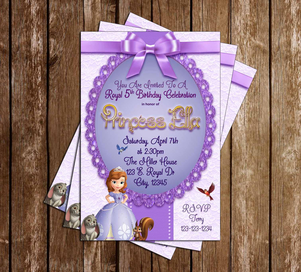 Princess Sofia The First - Royal Purple - Birthday Invitation