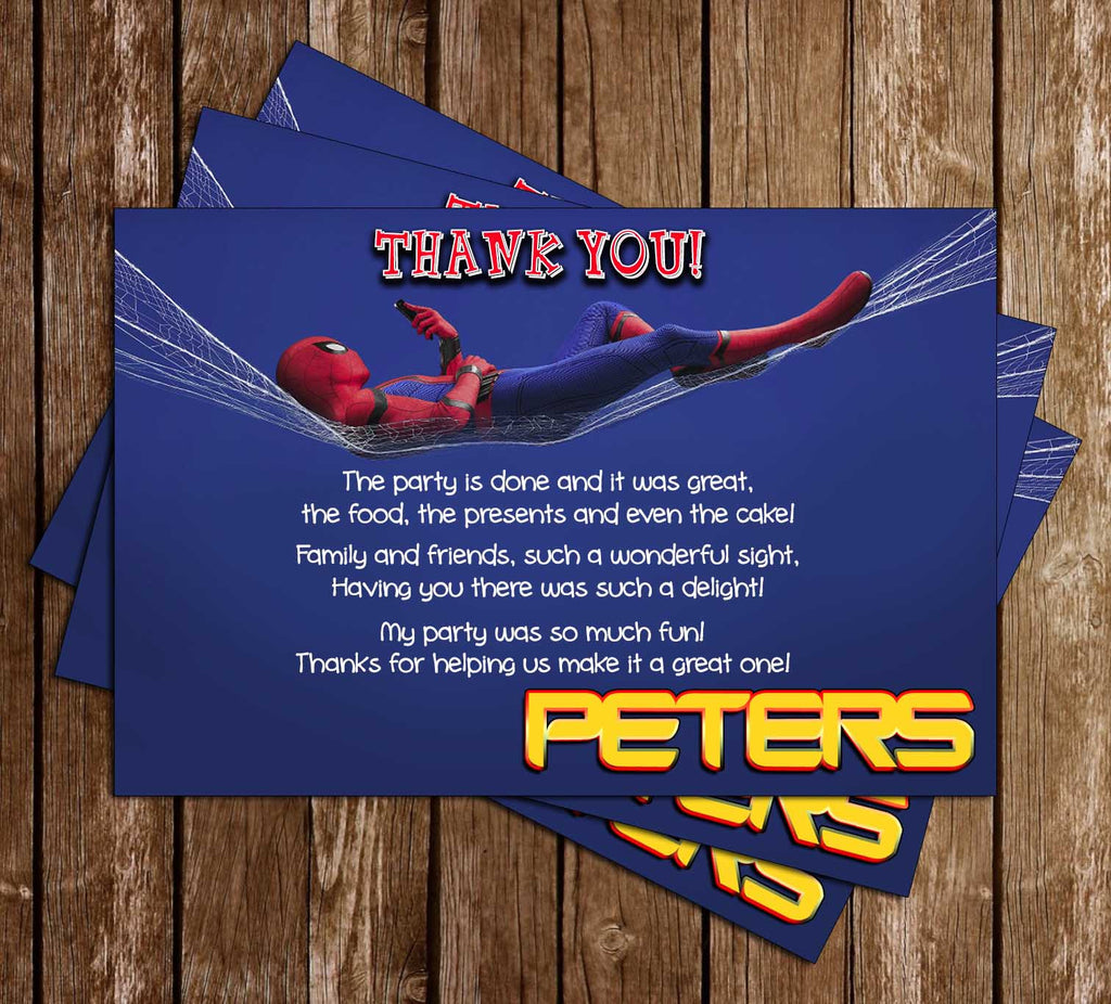 Novel Concept Designs - Spiderman - Homecoming - Birthday Party - Thank You  Card