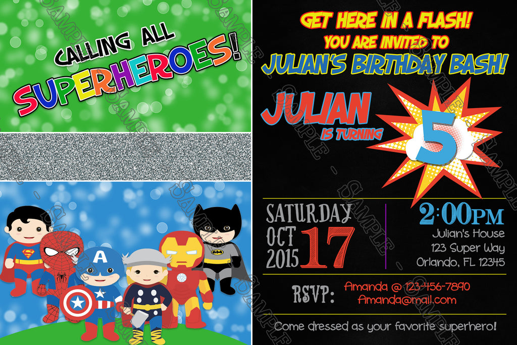 Calling All Superheroes Birthday Invitation 5