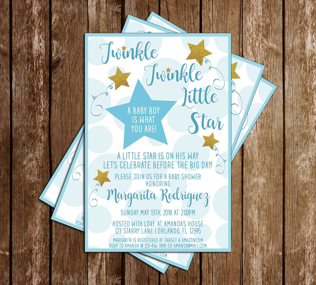 twinkle twinkle little star invitations boy