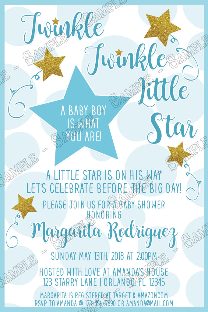 twinkle twinkle little star baby shower invitations boy