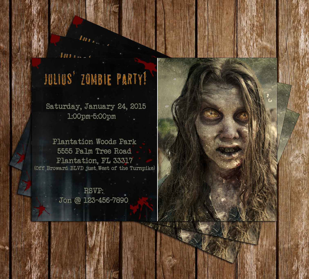 Novel Concept Designs - Walking Dead Zombie Birthday Party Invitation