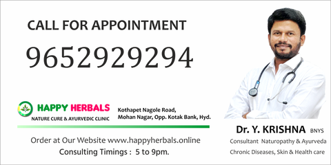Happy Herbals, Doctor Krishna Yeshamalla, Contact For Appointments, Cell : 9652929294