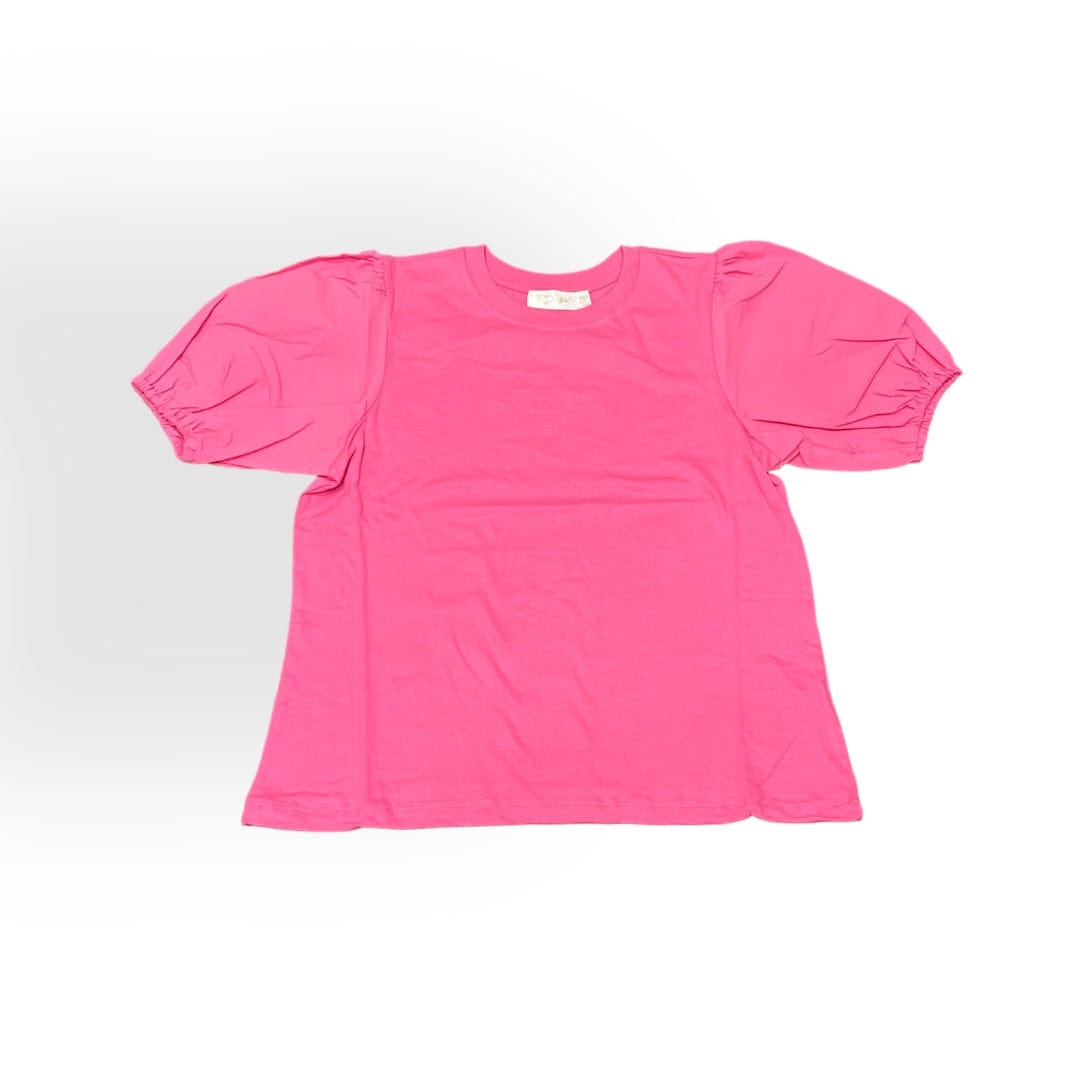 RD Style 'Tamara' Jersey Poplin Top in White and Bright Pink