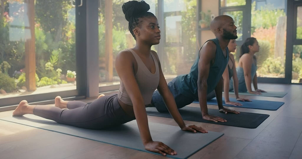 femmes et hommes en position de yoga cours fitness zen detente en groupe bien etre santé pilates étirement pour un bon sommeil.jpg