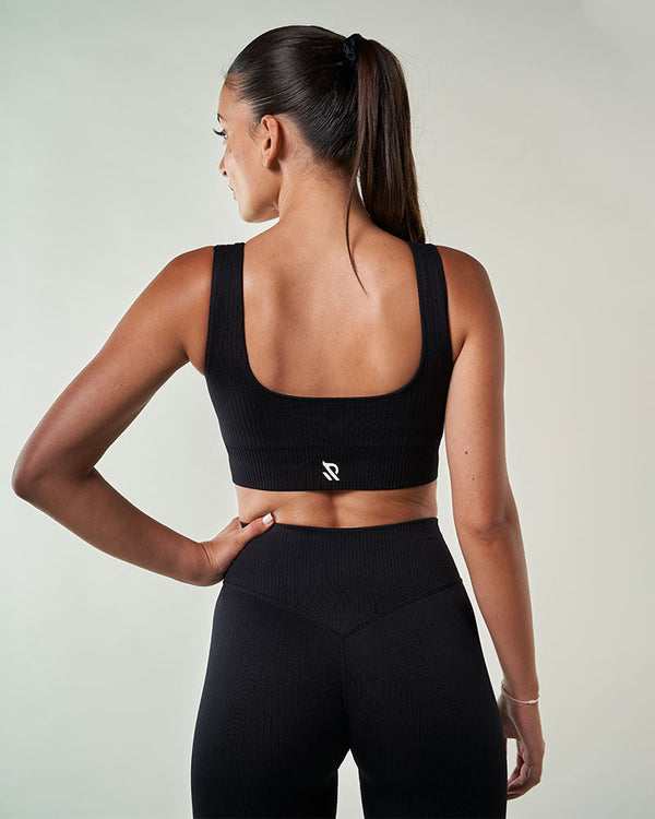 Crop Top Sport manche longue Femme, COCOON Noir