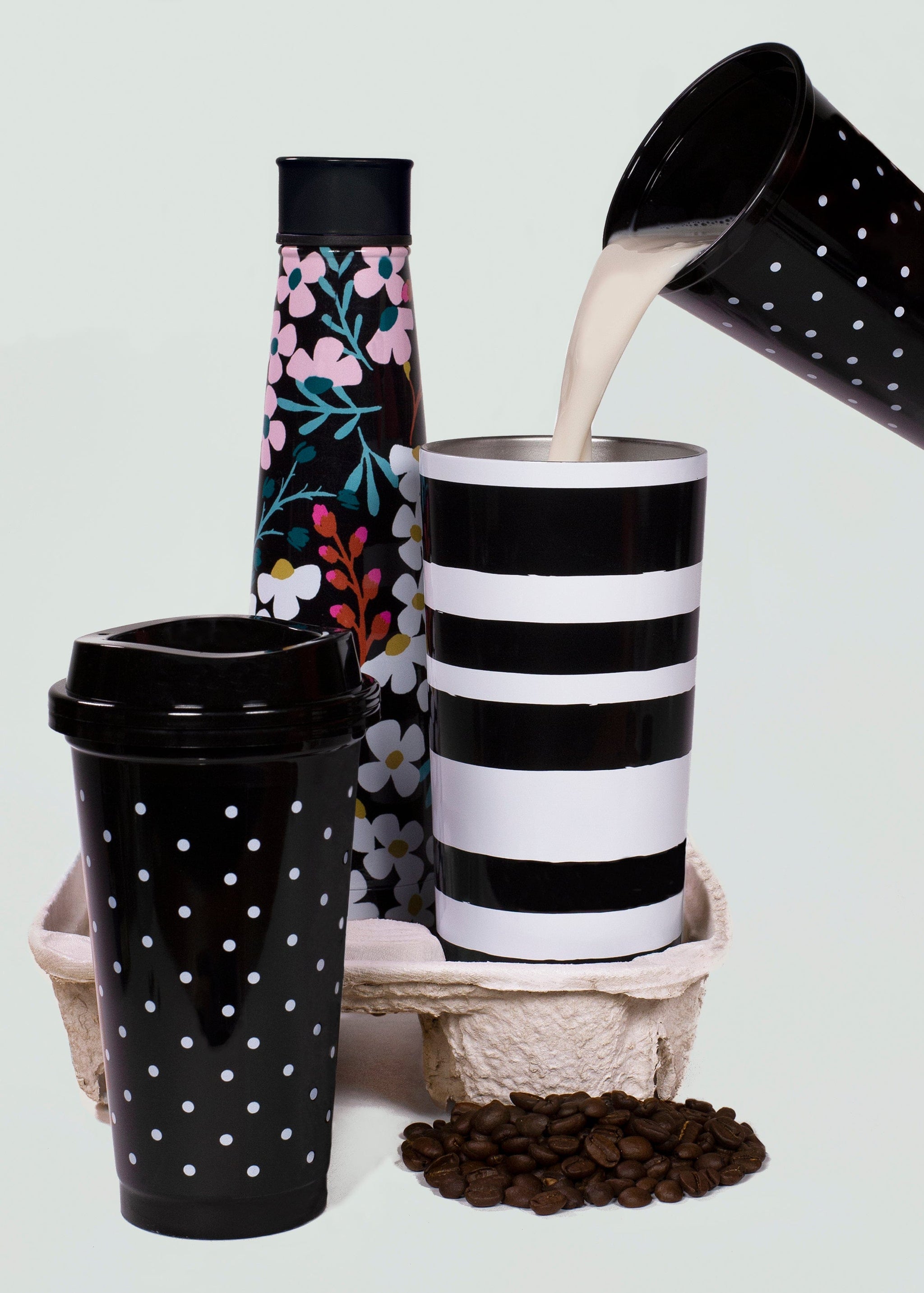 Kate Spade New York Stainless Steel Tumbler, Black & White Stripe -  Outliving