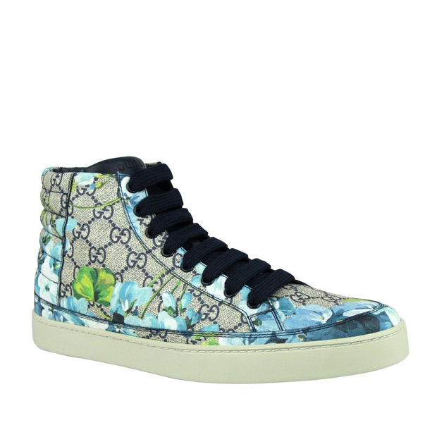 Gucci Men's Bloom Print Supreme GG Blue Canvas Hi Sneaker Shoes 40 – Bluefly
