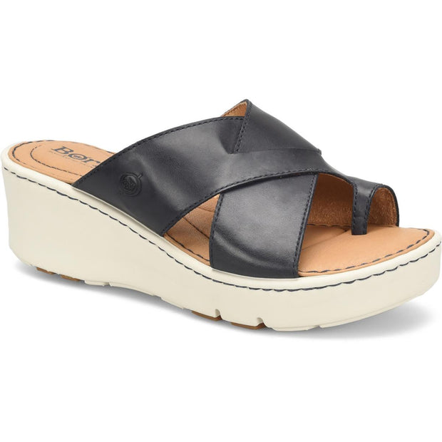 Ginny Womens Leather Logo Wedge Sandals – Bluefly