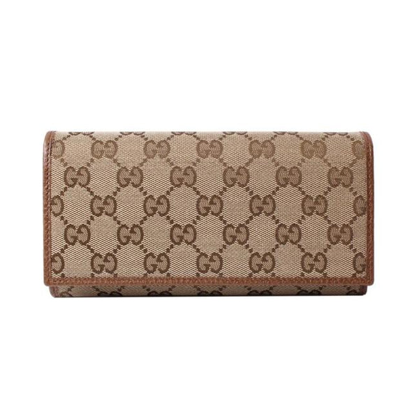 Gucci Original Beige GG Canvas Brown Leather Trim Long Wallet 346058 –  Bluefly