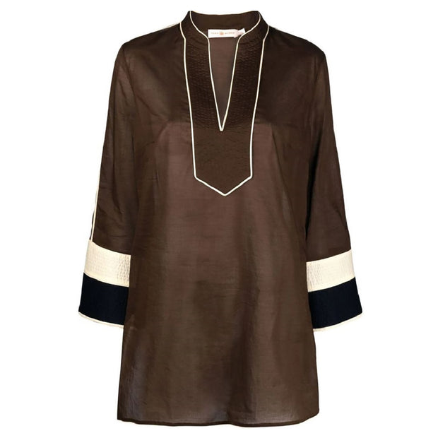Tory Burch Women's Chocolate Brown Cotton Tunic Shirt – Bluefly