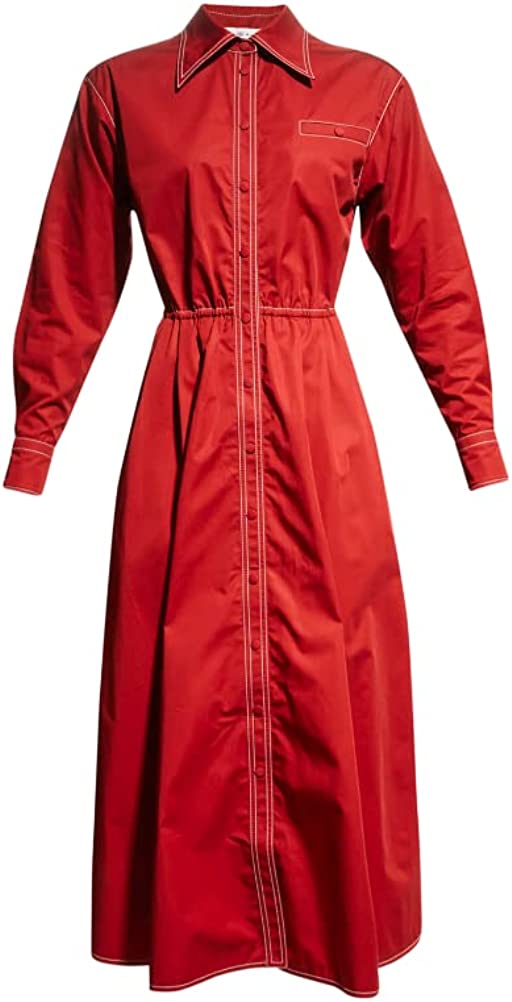 Tory Burch Women's Cotton Poplin Eleanor Dress, Ruby Rust – Bluefly