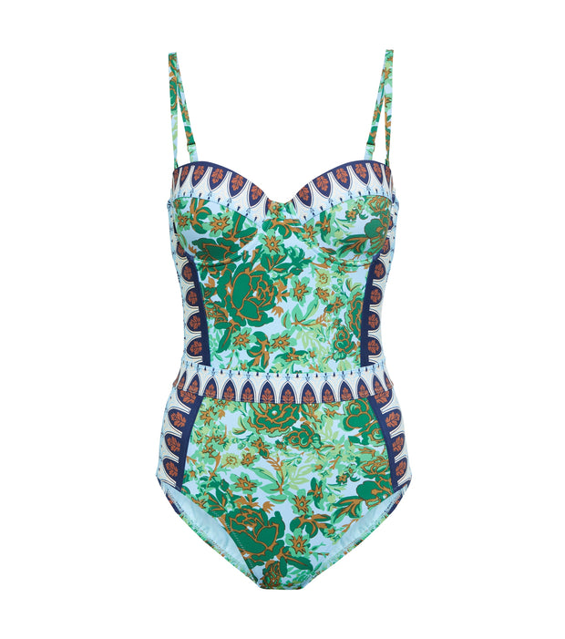 Tory Burch Women's Lipsi Printed Underwire One Piece, Green Rayure Fle –  Bluefly