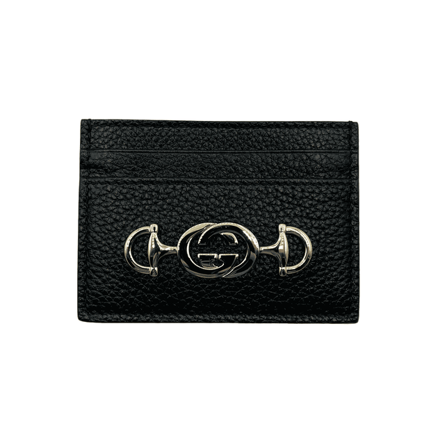 Vliegveld Autonomie Distributie New Women's Gucci Zumi Black Leather Card Holder Wallet Metal GG Logo –  Bluefly