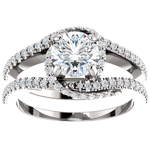 SI 1 1/2 Ct TDW Diamond Twist Engagement Ring Multi Row 14k White Gold Enhanced
