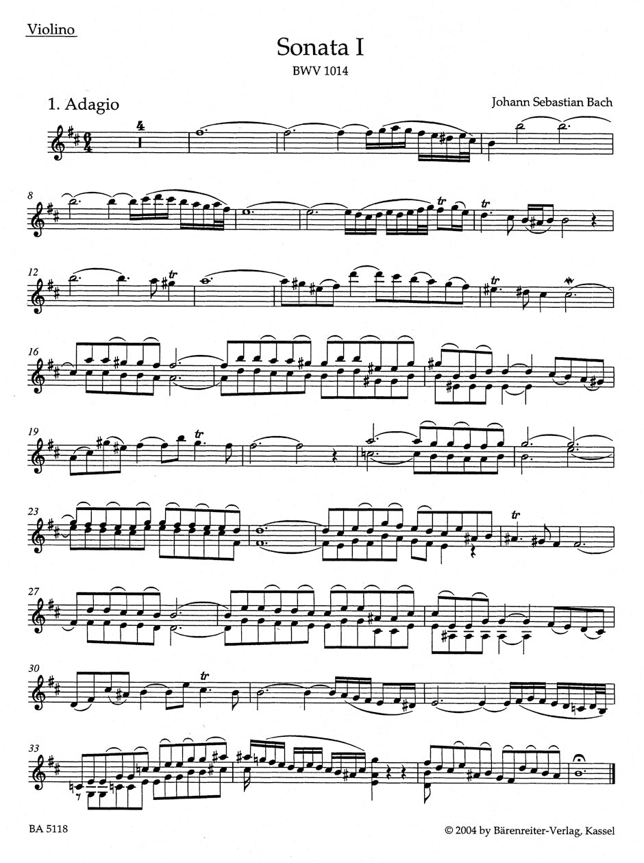 Six Sonatas for Violin and Harpsichord 1014-1016 Vo