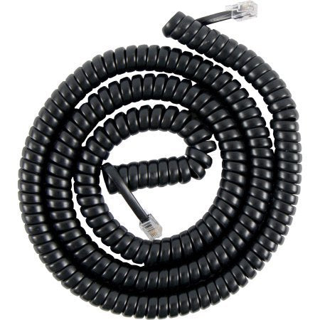 25' Feet Black Coiled Telephone Phone Handset Cable Cord by Bistras
