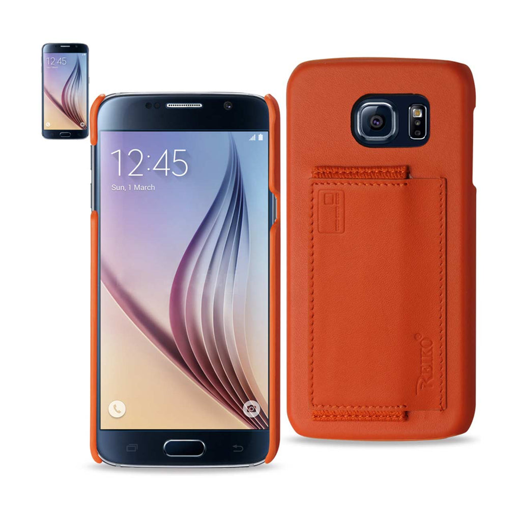 REIKO SAMSUNG GALAXY S6 RFID GENUINE LEATHER CASE PROTECTION AND KEY HOLDER IN TANGERINE