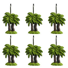 Twofishes Decorative Coconut Tree Resin Shower Curtain Hooks for Bathroom Set of 12