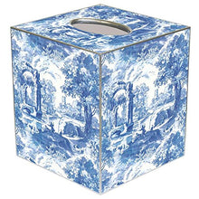 Blue Italian Toile Paper Mache Tissue Box Cover