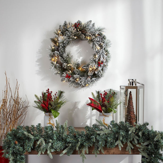 24 inch pre lit christmas wreath