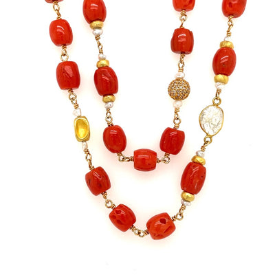 White Coral Rounds Necklace 14Kt Gold Clasp – Estate Beads & Jewelry
