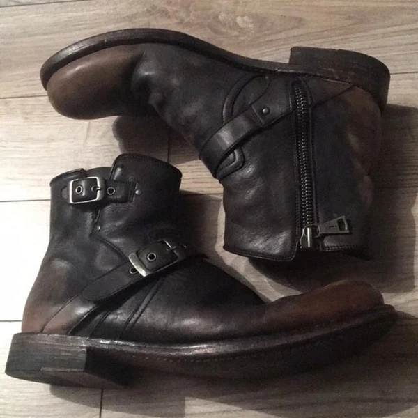 mens leather boots with buckles