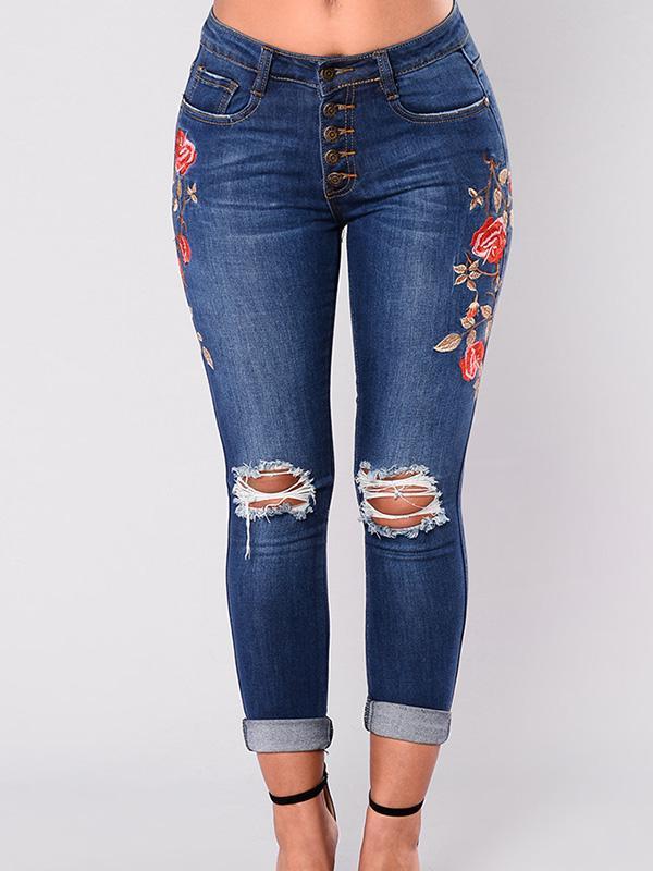 embroidered plus size jeans