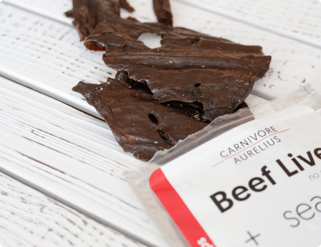 beef liver crisps on top of a table