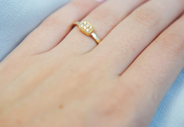 horizontal rectangle diamond ring