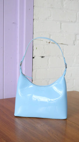 Baby Blue patent handbag by Glynit