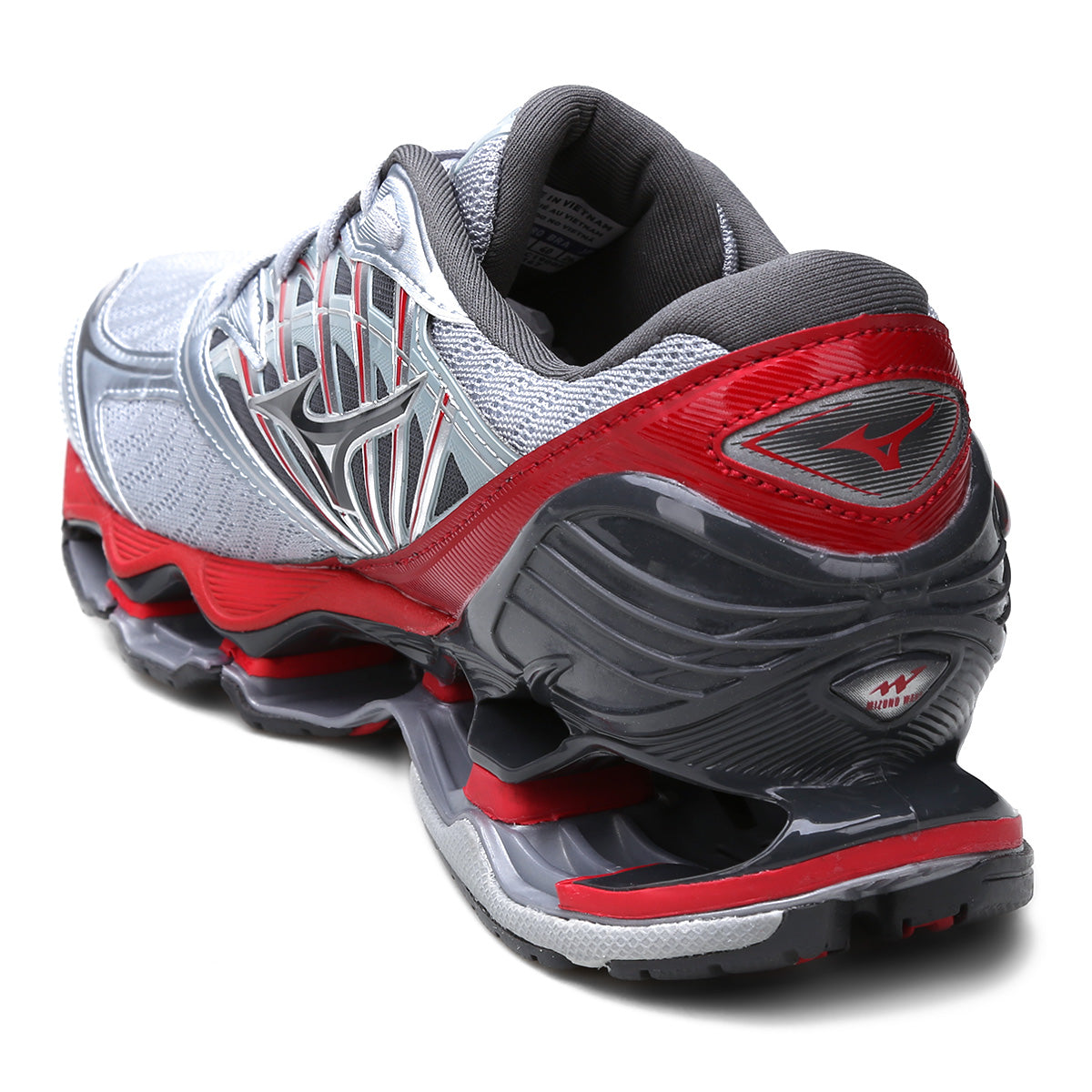 mizuno cinza com vermelho