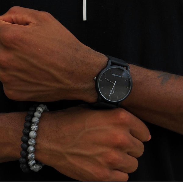 Black minimalist watch for men