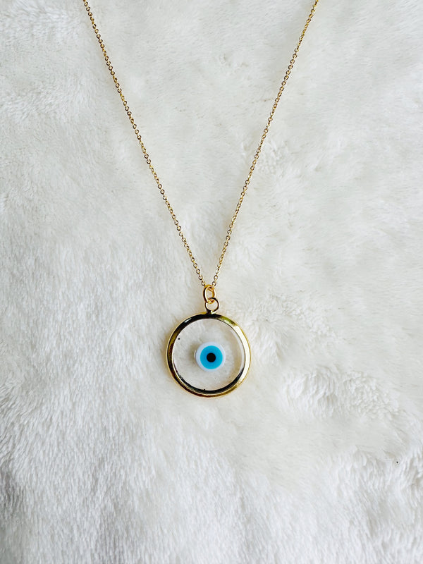 Blue Beads Evil Eye Necklace, 16 Inches | Online Jewelry Boutique New York